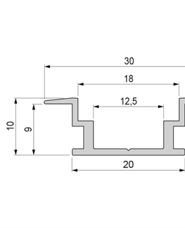Profily Light Impressions Reprofil IP-profil, T-plochý ET-05-12 stříbrná elox 3000 mm 975724