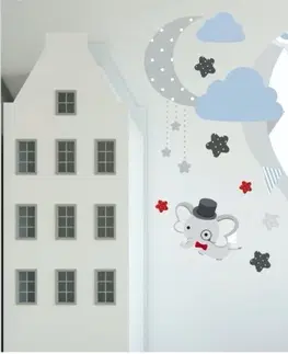 Zvířátka Kvalitní nálepka na zeď do dětského pokoje létající sloníci
