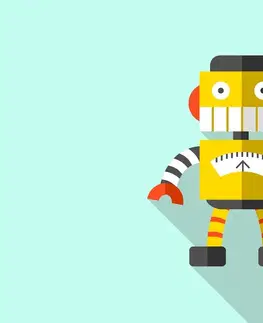 Dětské obrazy Obraz žlutý robot na modrém pozadí