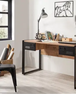 Kancelářské a psací stoly Psací stůl COSMO SIESTA borovice atlantic, černý