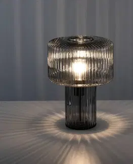 Stolní lampy Paul Neuhaus Stolní lampa Fungus ze skla, kouřově šedá