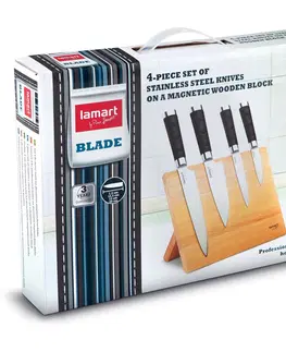 Kuchyňské nože Lamart LT2026 4dílná sada nožů na magnetickém stojanu