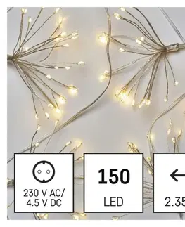 LED řetězy EMOS LED světelný řetěz - svítící trsy, nano, 2,35 m, vnitřní, teplá bílá, časovač D3AW08