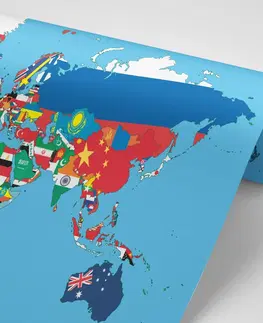 Samolepící tapety Samolepící tapeta mapa světa s vlajkami