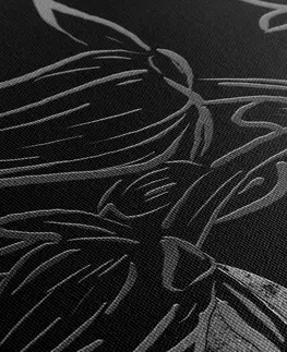 Černobílé obrazy Obraz etno květy v černobílém provedení
