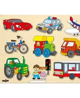 Dřevěné hračky Woody Puzzle na desce Dopravní prostředky