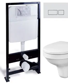 WC sedátka PRIM předstěnový instalační systém s chromovým matným tlačítkem  20/0040 + WC CERSANIT DELFI  + SOFT SEDÁTKO PRIM_20/0026 40 DE2