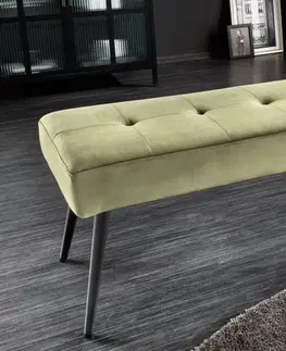 Stylové a luxusní lavice Estila Moderní lavice Soreli olivově zelený samet 100cm