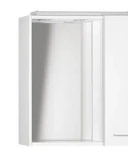 Koupelnová zrcadla AQUALINE ZOJA/KERAMIA FRESH galerka s LED osvětlením, 60x60x14cm, pravá, bílá 45022