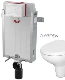 WC sedátka ALCADRAIN Renovmodul předstěnový instalační systém bez tlačítka + WC CERSANIT ARTECO CLEANON + SEDÁTKO AM115/1000 X AT1
