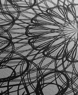 Obrazy Feng Shui Obraz abstraktní květinová Mandala v černobílém provedení