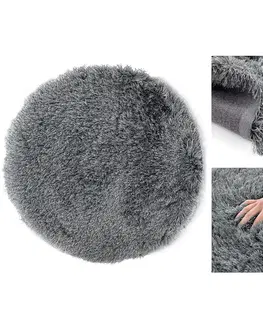 Koupelnové předložky Kulatý koberec AmeliaHome Floro tmavě šedý, velikost d80