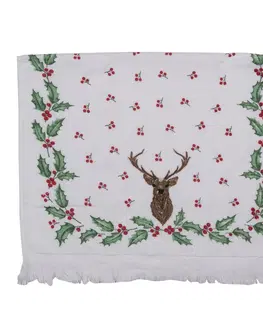 Utěrky Kuchyňský froté ručník s jelenem a cesmínou Holly Christmas - 40*66 cm Clayre & Eef THCH1