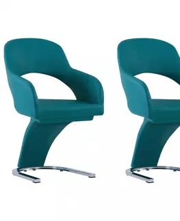 Židle Jídelní židle 2 ks umělá kůže / chrom Dekorhome Modrá