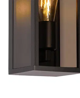 Venkovni nastenne svetlo Venkovní nástěnné svítidlo černé s kouřovým sklem 26 cm IP44 - Charlois