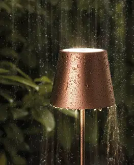 Venkovní osvětlení terasy Sigor LED stolní lampa Nuindie aku, kulatá, 38 cm, bronz
