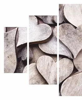 Obrazy Hanah Home Vícedílný obraz Wooden heart 92 x 56 cm