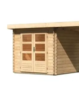 Dřevěné plastové domky Dřevěný zahradní domek BASTRUP 4 s přístavkem Lanitplast