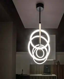 Závěsná světla Marchetti Ulaop LED závěsné svítidlo, pět kroužků, černé