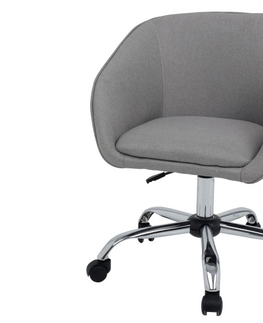 Kancelářské židle Designové kancelářské křeslo BANGGAI s výškově nastavitelným otočným sedadlem, šedohnědá látka/chrom