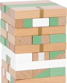 Dřevěné hračky Small foot Dřevěná věž JENGA GOLD hnědo-zelená