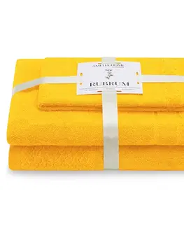 Ručníky AmeliaHome Sada 3 ks ručníků RUBRUM klasický styl žlutá, velikost 50x90+70x130