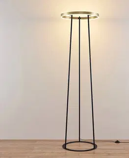 Stojací lampy Lucande Lucande Seppe LED stojací lampa, Ø 50 cm, mosaz