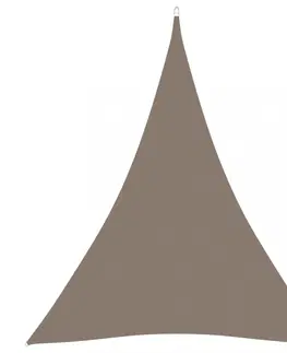 Stínící textilie Stínící plachta trojúhelníková 5 x 7 x 7 m oxfordská látka Dekorhome Šedohnědá taupe
