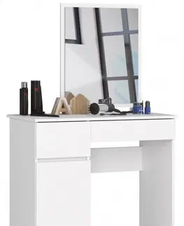 Toaletní stolky Ak furniture Kosmetický stolek se zrcadlem P-2 II 90x50 cm bílý levý