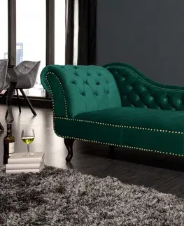 Luxusní lenošky a pohovky Estila Moderní lenoška Chesterfield v zelené barvě