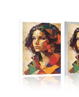 Ženy Plakát profil ženy v patchwork designu