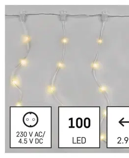 Vánoční řetězy a lamety EMOS Vánoční LED řetěz Nanos rampouchy s programy 2,9 m teplá bílá