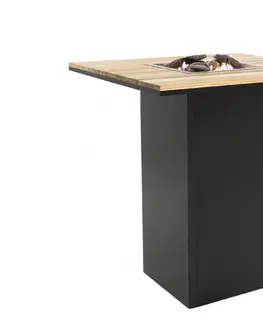 Přenosná ohniště Krbový plynový stůl Cosiloft barový stůl černý rám / deska teak COSI