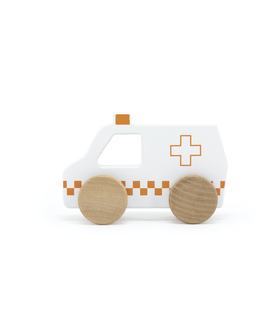 Hračky TRYCO - Dřevěné autíčko sanitka