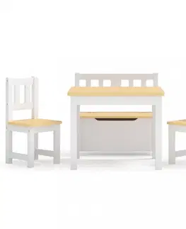 Dětské stoly a židle Dětský set 4 ks Dekorhome Béžová