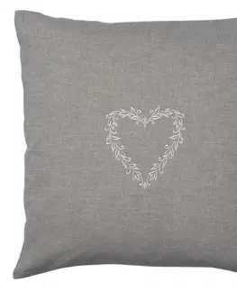 Dekorační polštáře Šedý bavlněný povlak na polštář se srdíčkem Lovely Heart - 40*40 cm Clayre & Eef LYH21