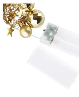 Vánoční řetězy a lamety EMOS LED vánoční girlanda Zlaté koule s hvězdami 1,9 m teplá bílá
