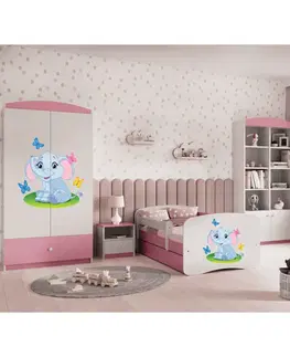 Dětský nábytek Kocot kids Dětská skříň Babydreams 90 cm slon s motýlky růžová