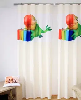 Luxusní hotové závěsy s potiskem 3D Dětské závěsy se zeleným papouškem