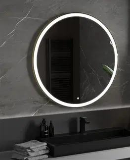 Koupelnová zrcadla MEXEN Esso zrcadlo s osvětlením 100 cm, LED 6000K zlatý rám 9825-100-100-611-50