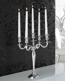 Svíčky, svícny a lucerny Estila Luxusní svícen 5 ramen 40cm stříbrná