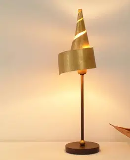 Stolní lampy Holländer Zlatá stolní lampa ZAUBERHUT s kovovým stínidlem