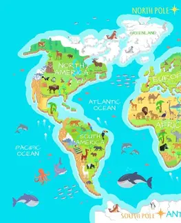 Dětské obrazy Obraz zeměpisná mapa světa pro děti