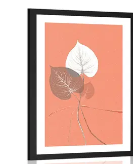 Motivy z naší dílny Plakát s paspartou kytice z listů