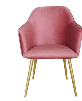 Jídelní stoly Růžová jídelní židle se zlatými nohami Gilda - 58*56*83 cm Clayre & Eef 50555P