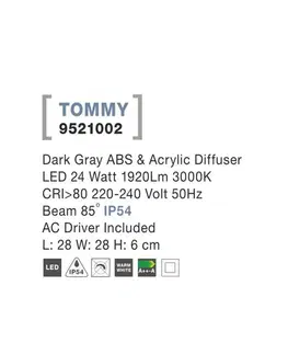 LED venkovní stropní svítidla Nova Luce Venkovní hranaté stropní svítidlo TOMMY NV 9521002