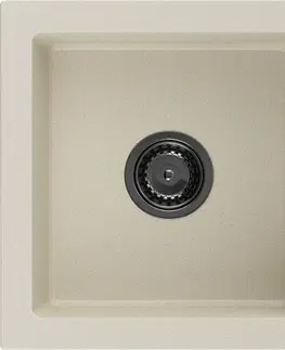 Sifony k pračkám MEXEN/S Mario granitový dřez 2-bowl 820 x 436 mm, béžová, + černý sifon 6504822000-69-B