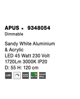 LED lustry a závěsná svítidla NOVA LUCE závěsné svítidlo APUS bílý hliník a akryl LED 45W 230V 3000K IP20 stmívatelné 9348054