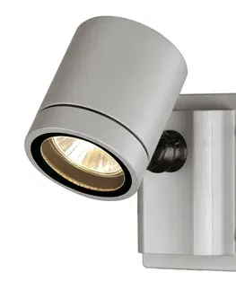 Moderní venkovní nástěnná svítidla SLV BIG WHITE MYRA WALL, venkovní nástěnné a stropní svítidlo, jedna žárovka, QPAR51, IP55, stříbrošedé, max. 50 W 233104