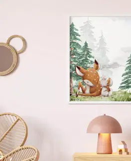 Obrazy do dětského pokoje Obraz na zeď pro děti - Srnka a zajíček